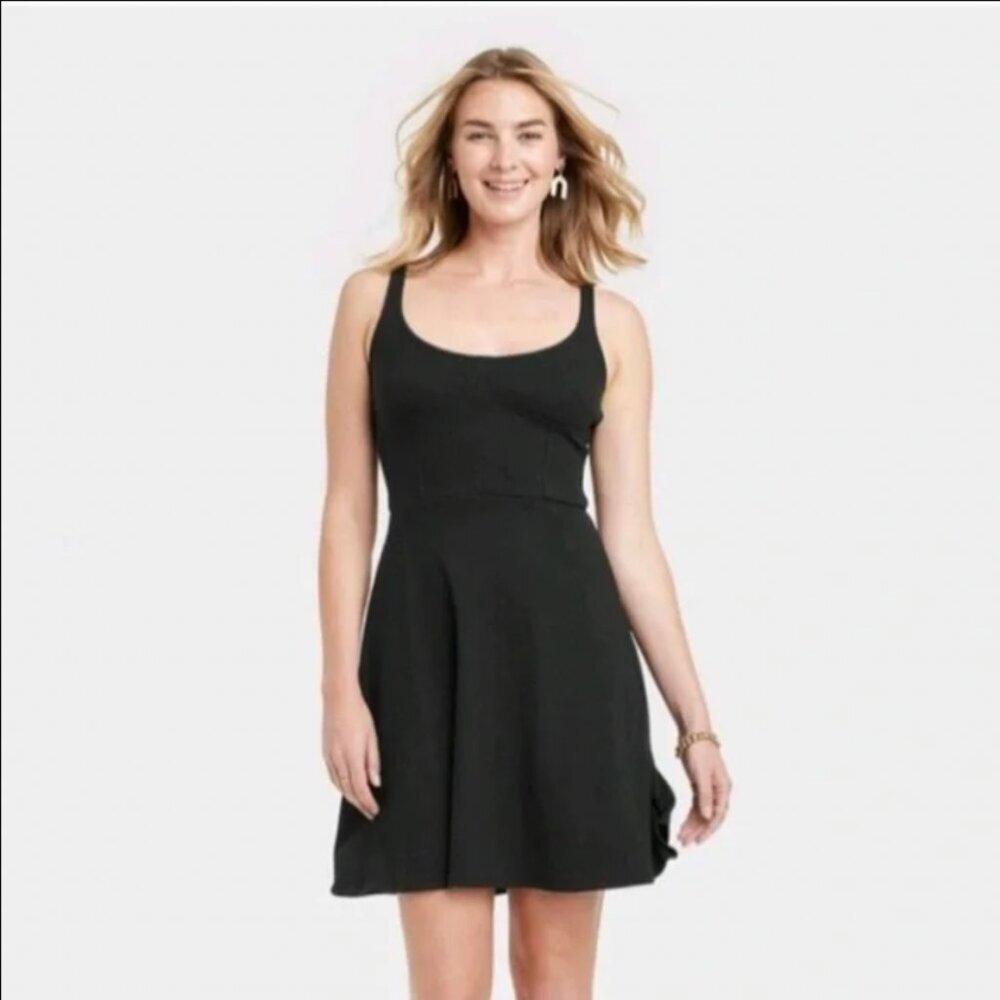 Universal Thread Black Ribbed Mini Dress